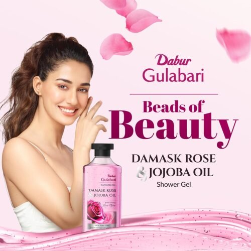 Dabur Gulabari Shower Gel-Damask Rose & Jojoba Oil-250mlRose Extract Beads for ExfoliationDamask Rose Fragrance1