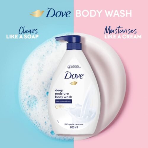 Dove Deeply Nourishing Body Wash, With Exfoliating Beads For Softer, Smoother Skin, 800 ml