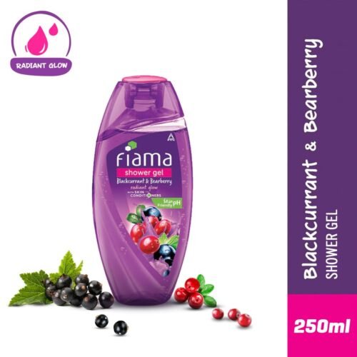 Fiama Body Wash Shower Gel Blackcurrant & Bearberry, 250ml, Body Wash for Women & Men with Skin Conditioners for Radiant Glow
