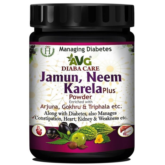 Health Organics Jamun, Neem & Karela Plus Powder 200g, Diabetes Care Ayurvedic Supplement with Arjuna1