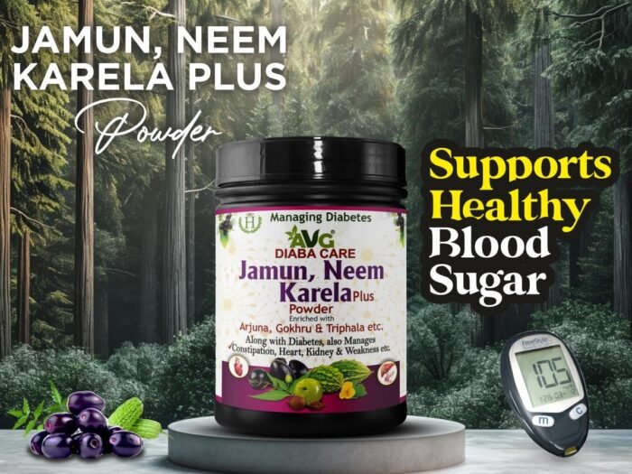 Health Organics Jamun, Neem & Karela Plus Powder 200g, Diabetes Care Ayurvedic Supplement with Arjuna1