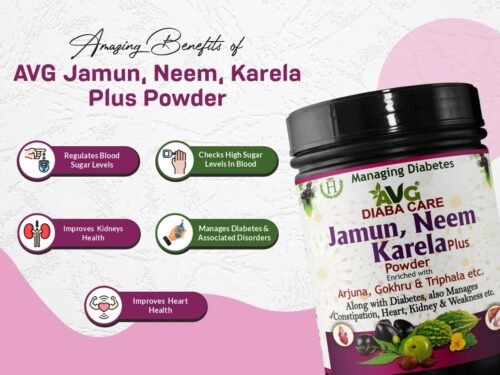 Health Organics Jamun, Neem & Karela Plus Powder 200g, Diabetes Care Ayurvedic Supplement with Arjuna1