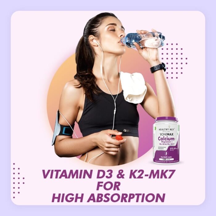 HealthyHey Nutrition Vegan Calcium with Magnesium, Vitamin D3 & Vitamin K2