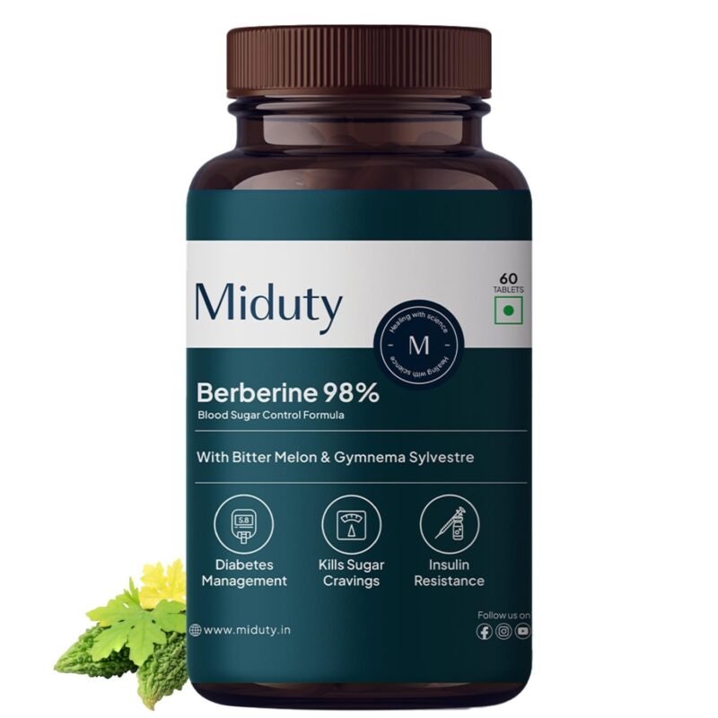 Miduty by Palak Notes Berberine HCL Triple Benefits of Blood Sugar Control, Vitamins, Minerals