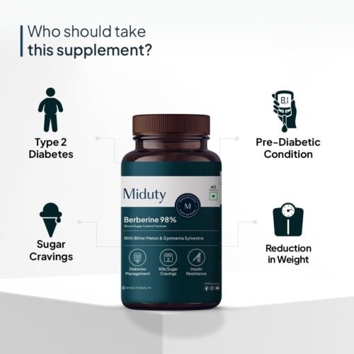 Miduty by Palak Notes Berberine HCL Triple Benefits of Blood Sugar Control, Vitamins, Minerals