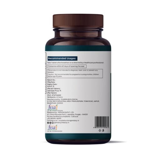 Miduty by Palak Notes Berberine HCL Triple Benefits of Blood Sugar Control, Vitamins, Minerals