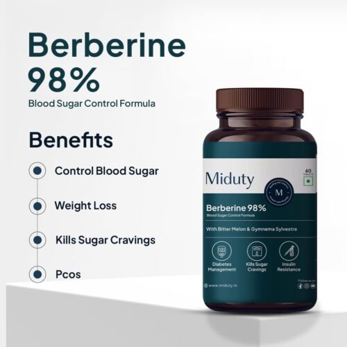 Miduty by Palak Notes Berberine HCL Triple Benefits of Blood Sugar Control, Vitamins, Minerals