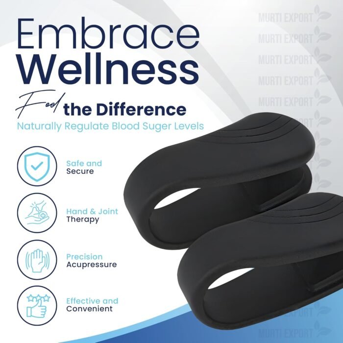 Murti Export Sugar Control LI4 Acupressure Point Clip (4 Piece) - Wearable Hand Massager for Headache, Migraine, Arthritis, and Tension Relief