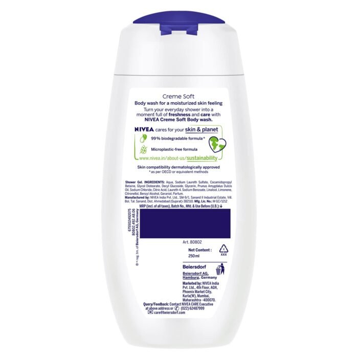 NIVEA Crème Soft 250ml Body Wash Shower Gel with Natural Almond Oil