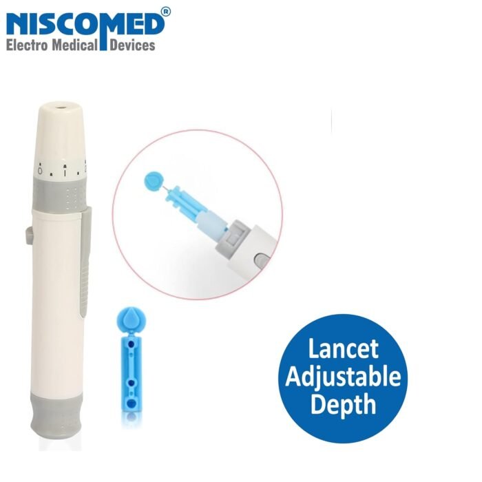 Niscomed Round Blood Glucometer Lancet with Lancing Device, Glucometer Blood Lancing Pen Device Painless Lacing Device1