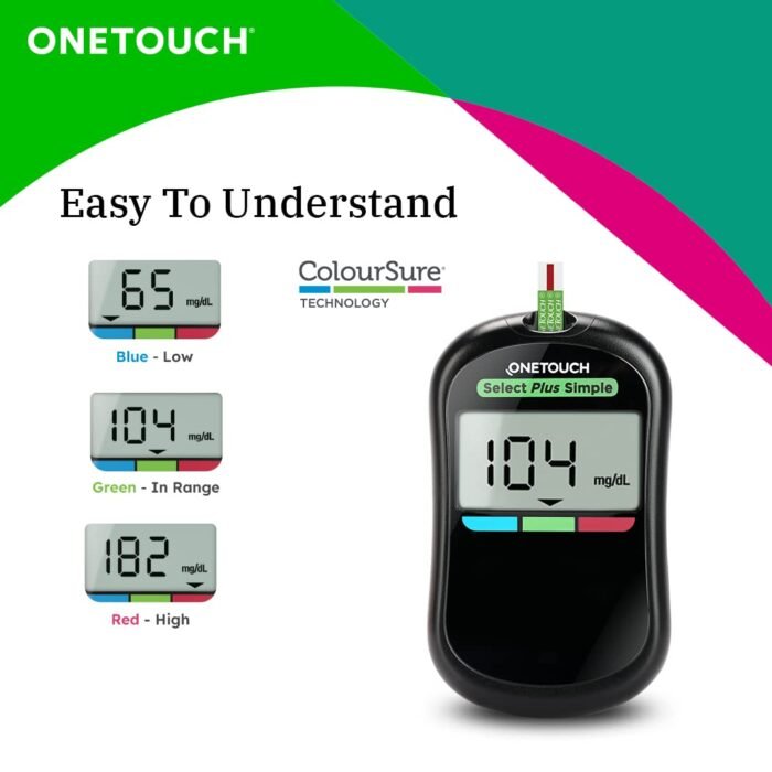 OneTouch Select Plus Simple glucometer machine Simple & accurate testing of Blood sugar levels at home Global Iconic Brand