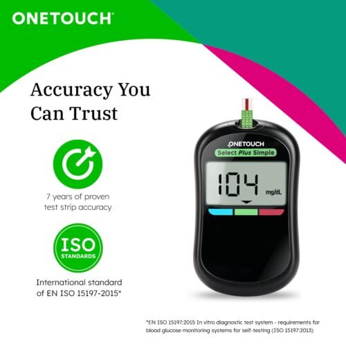 OneTouch Select Plus Simple glucometer machine Simple & accurate testing of Blood sugar levels at home Global Iconic Brand