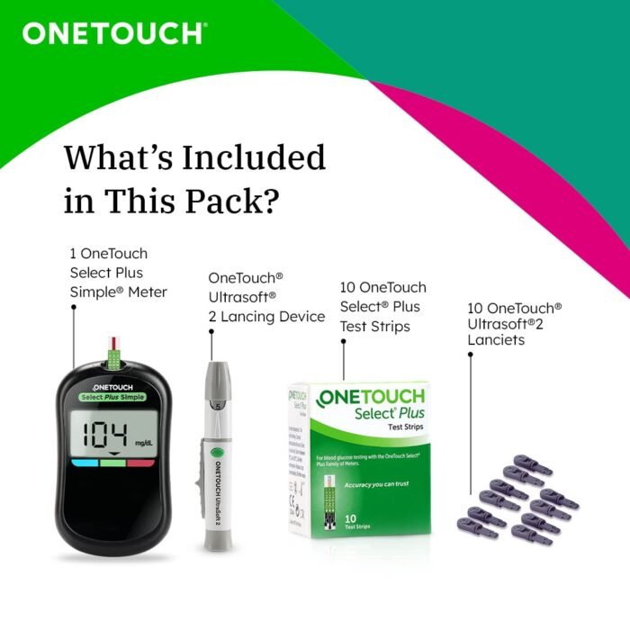 OneTouch Select Plus Simple glucometer machine Simple & accurate testing of Blood sugar levels at home Global Iconic Brand