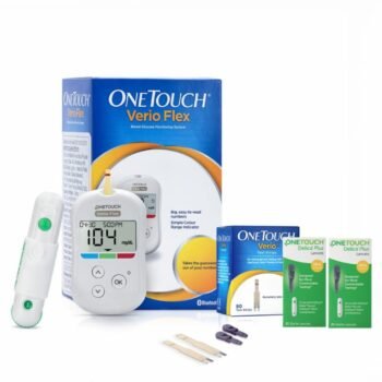 OneTouch Verio Flex glucometer with 50 Test Strips & 50 additional lancets (total 60 sterile lancets)