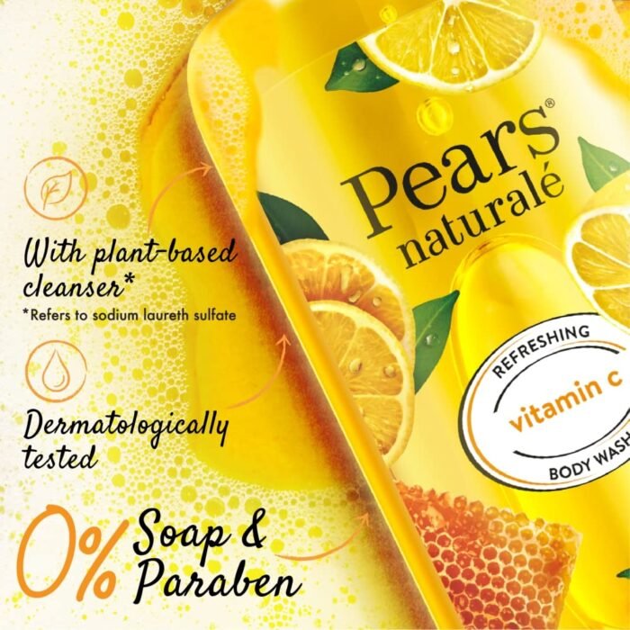 Pears Naturale Refreshing Vitamin C Body Wash with Natural Yuzu Lemon, Vitamin C & Honey Extract