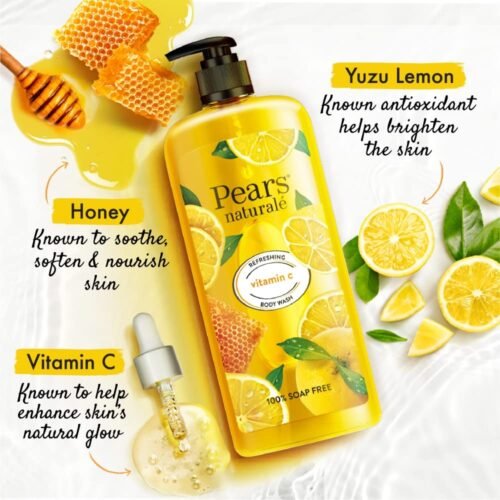 Pears Naturale Refreshing Vitamin C Body Wash with Natural Yuzu Lemon, Vitamin C & Honey Extract