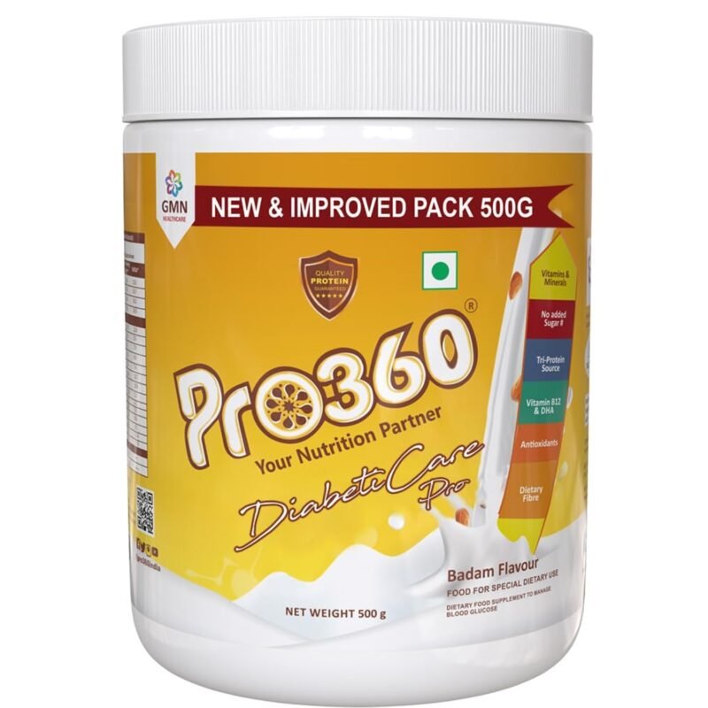 Pro360 DiabetiCare Pro Diabetic Protein Powder (Badam Flavour- 500G pack) Diabetes Supplement Drink Mix5