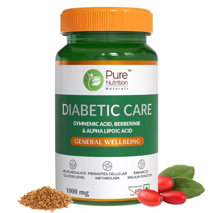 Pure Nutrition Diabetic Care with Gumnemic Acid, Berberine, AMLA, Jambu Beej, Karela & Fenugreek Extracts