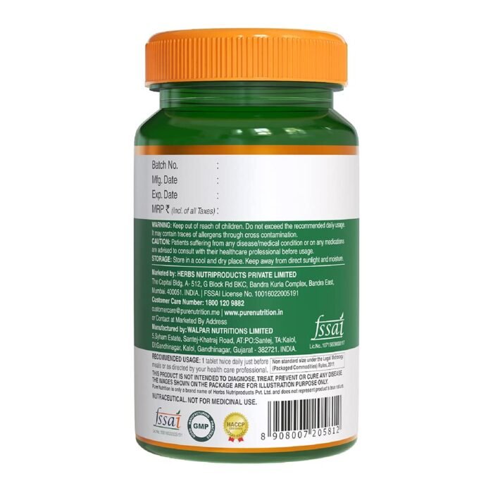 Pure Nutrition Diabetic Care with Gumnemic Acid, Berberine, AMLA, Jambu Beej, Karela & Fenugreek Extracts