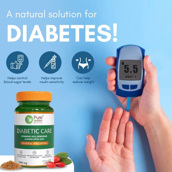 Pure Nutrition Diabetic Care with Gumnemic Acid, Berberine, AMLA, Jambu Beej, Karela & Fenugreek Extracts5