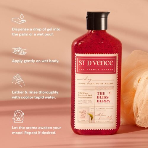 St. D’vence Bliss Berry Salicylic Acid Body Wash Shower Gel with Strawberry & Shea Butter Raw8