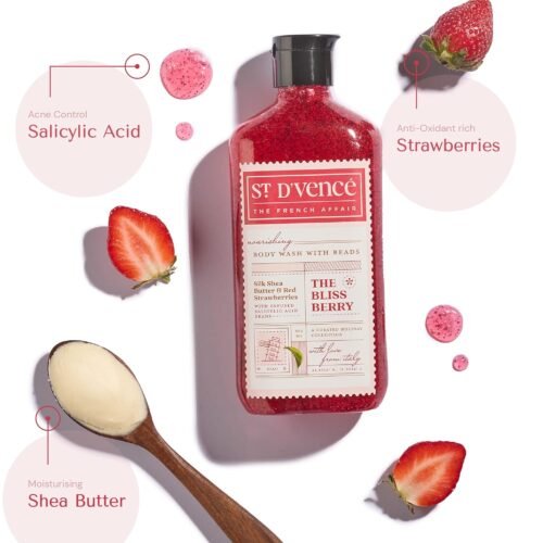 St. D’vence Bliss Berry Salicylic Acid Body Wash Shower Gel with Strawberry & Shea Butter Raw8