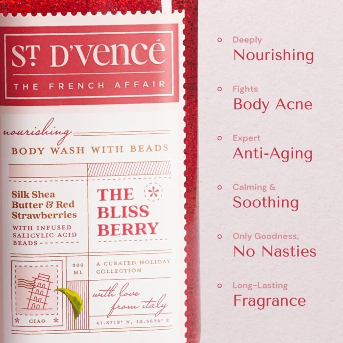 St. D’vence Bliss Berry Salicylic Acid Body Wash Shower Gel with Strawberry & Shea Butter Raw8