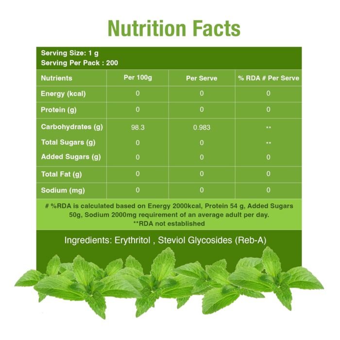 Stevi0cal Stevia Sweetener Powder 100% Sugar Free Natural Zero Calorie for Weight Management, Diet, Diabetic Friendly