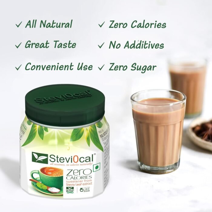 Stevi0cal Stevia Sweetener Powder 100% Sugar Free Natural Zero Calorie for Weight Management, Diet, Diabetic Friendly