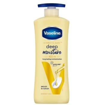 Vaseline Intensive Care, Deep Moisture Nourishing Body Lotion, 600ml, for Radiant, Glowing Skin, with Glycerin, Non-Sticky