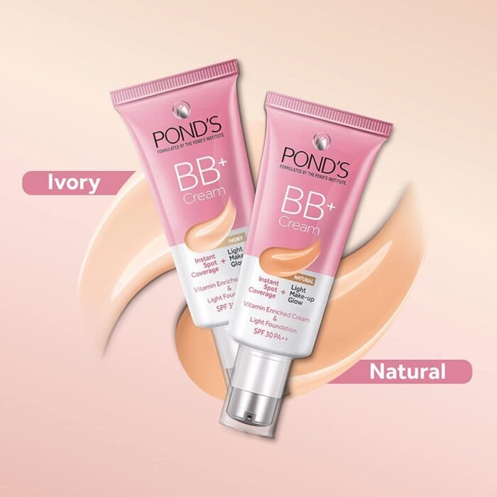 POND'S Bb+ Cream, Instant Spot Coverage + Light Make-Up Glow, Ivory 30G, Natural