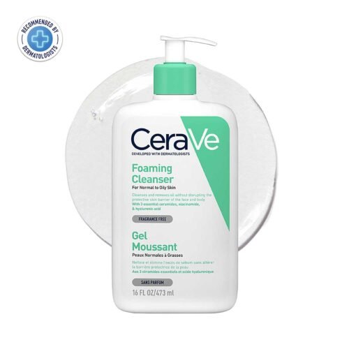 CeraVe Foaming Cleanser For Normal To Oily Skin (473ml) - Dermatologist-Developed Facewash