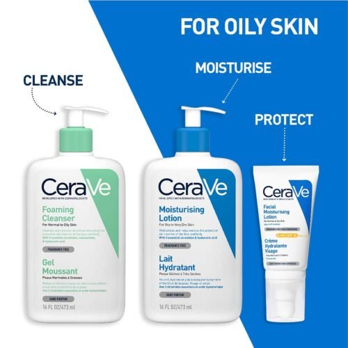 CeraVe Foaming Cleanser For Normal To Oily Skin (473ml) - Dermatologist-Developed Facewash