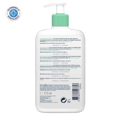 CeraVe Foaming Cleanser For Normal To Oily Skin (473ml) - Dermatologist-Developed Facewash