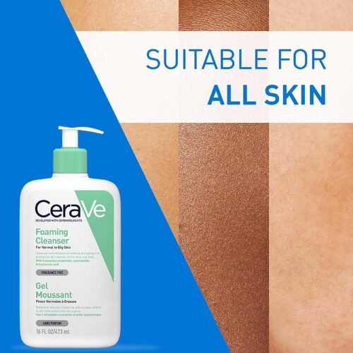 CeraVe Foaming Cleanser For Normal To Oily Skin (473ml) - Dermatologist-Developed Facewash