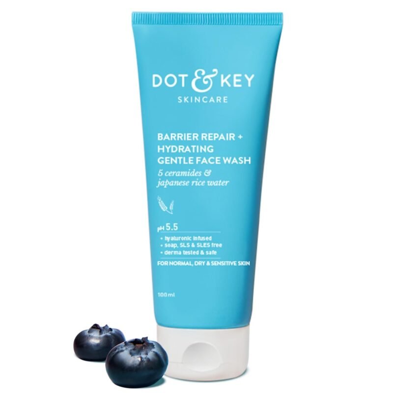 DOT & KEY Barrier Repair + Hydrating Gentle Face Wash With ProbioticCeremide Face WashFace Wash For Dry Skin,Normal Skin&Sensitive SkinGently Cleanses Skin From Dirt&Oil For Unisex,100Ml