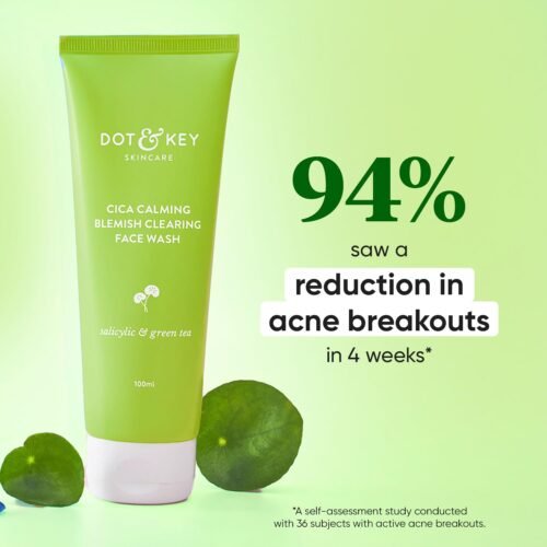 Dot & Key CICA Face Wash for Acne Prone Skin, 2% Salicylic Acid Face Wash with Green Tea1