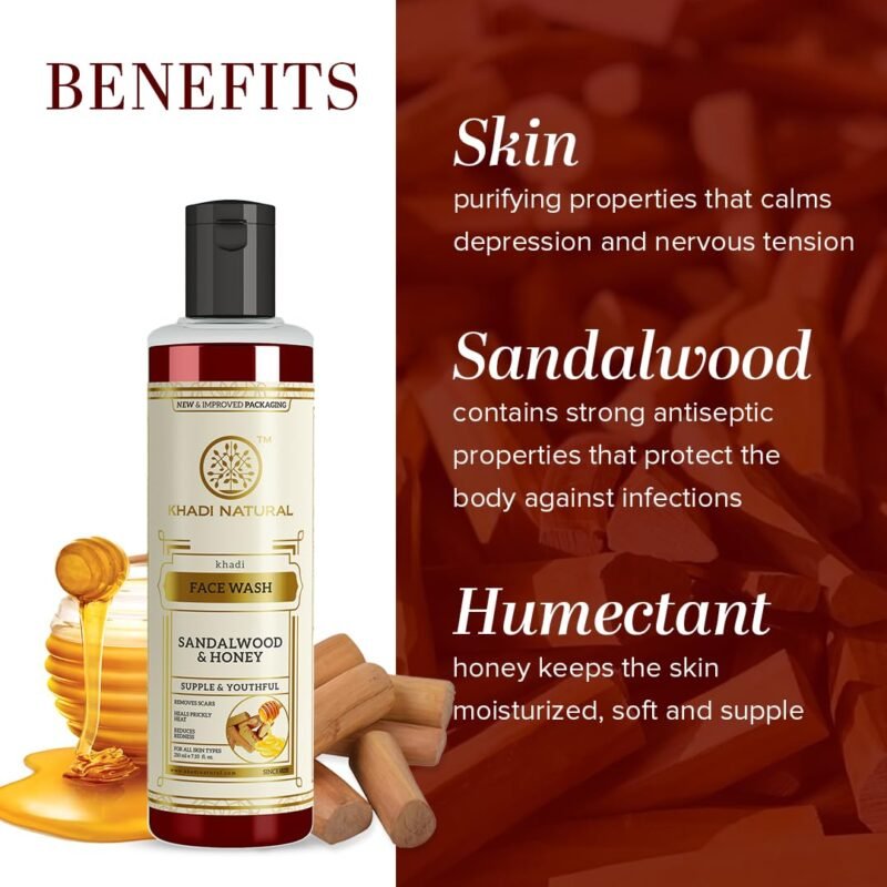 Khadi Natural Sandalwood & Honey Face Wash Face Wash for Reducing Scars & Blemishes Face Wash for Healthy Skin