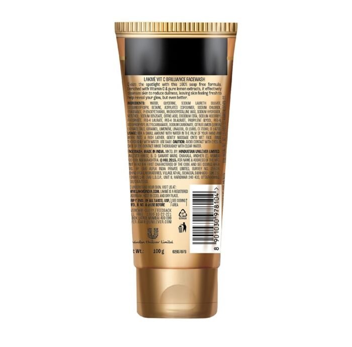 Lakme Vitamin C Brilliance Facewash 100g Vitamin C Face Wash for Glowing and Brighter Skin