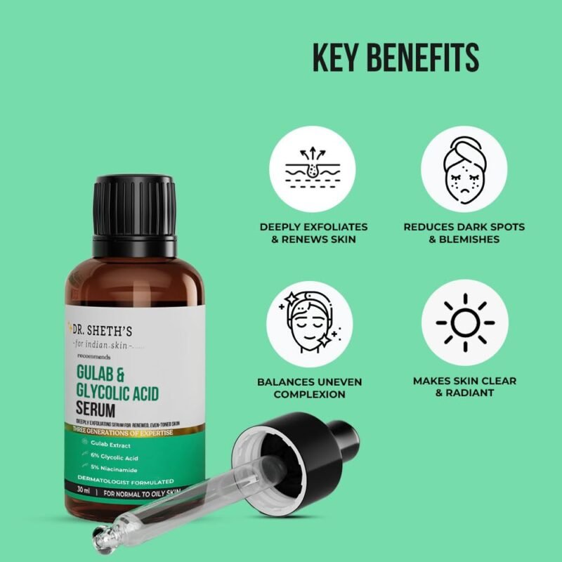 Dr. Sheth's Gulab & 6% Glycolic Acid & 5% Niacinamide Instant Brightening Face Serum