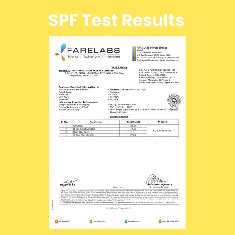 FIXDERMA Shadow Sunscreen Spf 30+ Pa+++ Gel Broad Spectrum Sunscreen