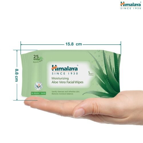 Himalaya Moisturising Aloe Vera Facial Wipes, 25 Count