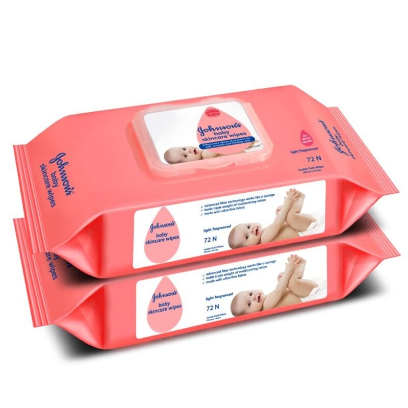 Johnson's Baby Skincare Wipes with Lid, Pack of 2