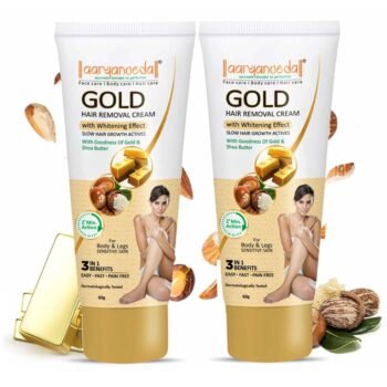 Aaryanveda Hair Removal Cream with Brightening Effects of Papaya in Only 2 min. Formula 60g (Pack-2) Cream (120 g, Set of 2)