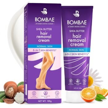 Bombae Shea Butter Hair Removal Cream For Women |(100gm) Suitable For Sensitive Skin, For Body, Legs, and Bikini Line with citrus aroma | No smell, no darkening, no drying|Intimate Hair Removal Cream