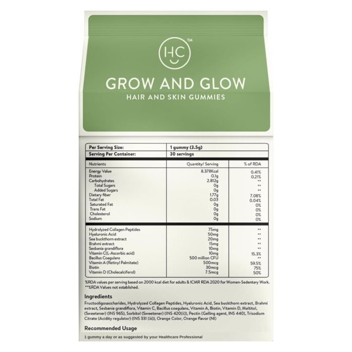 Happy Cultures Grow and Glow Gummies for Hair Growth7