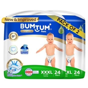 Bumtum Baby Diaper Pants, XXXL Size, 48 Count, Double Layer Leakage Protection Infused With Aloe Vera, Cottony Soft High Absorb Technology