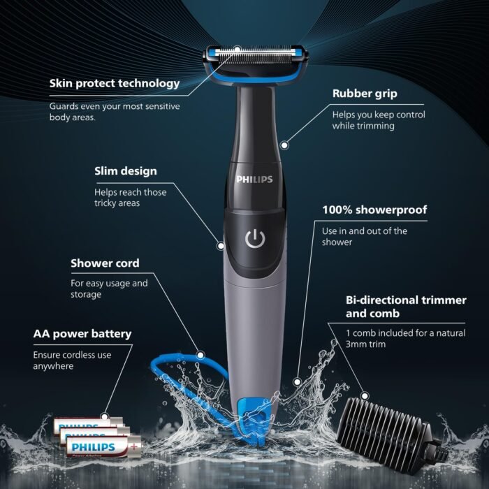 PHILIPS Bg1025/15 Showerproof Battery Powered Body Groomer For Men