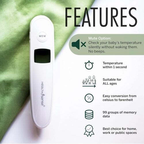 HealthSense Thermometer For Fever, Digital Infrared Forehead Thermometer