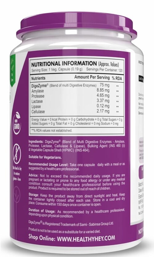 Healthy Hey Nutrition Digestive Enzymes Capsules - Amylase